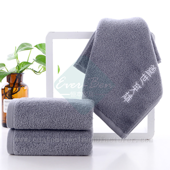 China Custom Bulk monogrammed towels Supplier Grey Embroidery Hand Cotton Towels Factory